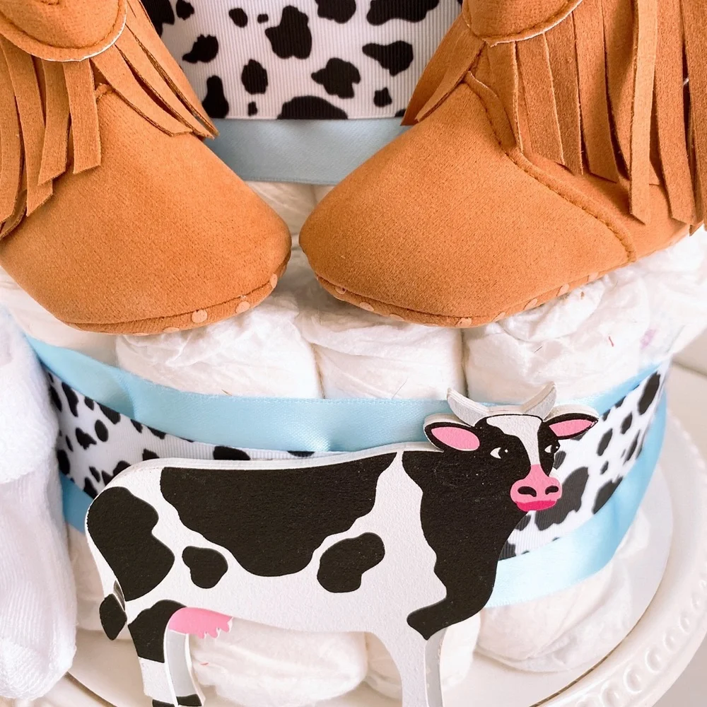 Cow Farm Diaper Cake, Farm Themed